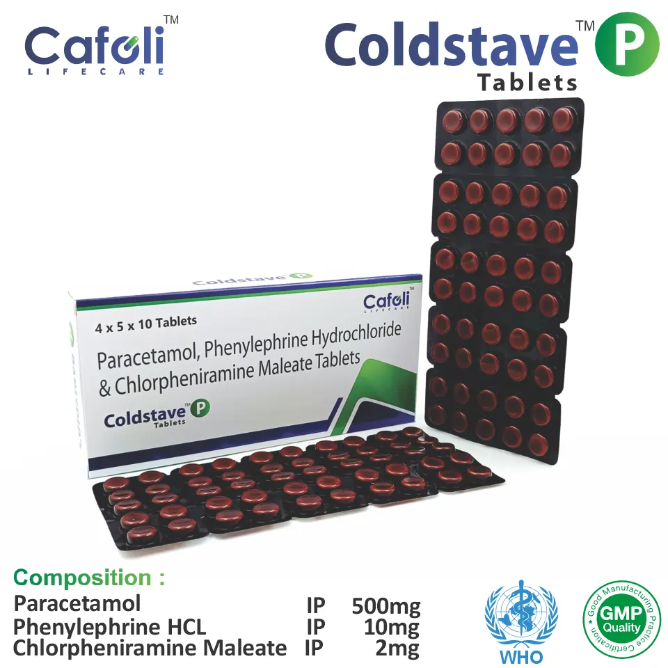 Chlorpheniramine Maleate  + Paracetamol  + Phenylephrine  Tablet at Best Price in PCD Pharma Franchise for Antihistamine and Allergies, Cold and Flu Relief.